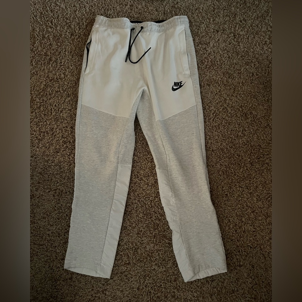 Men White and Gray Nike Sweatpants/Joggers